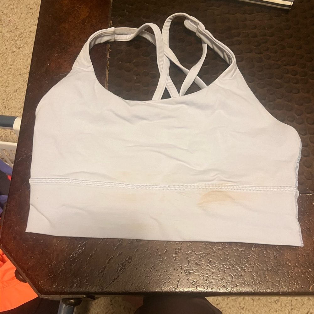 Lululemon light blue longline energy sports bra size 6